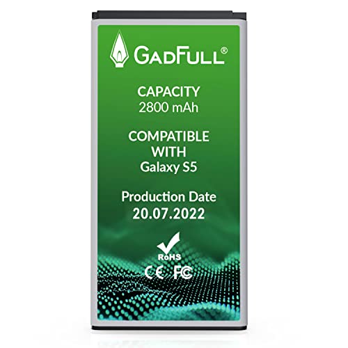 GadFull Akku für Samsung Galaxy S5 | 2022 Baujahr | Entspricht Dem Original EB-BG900BBE EB-BG900 | Lithium-Ionen-Akku der Modelle Galaxy S5 SM-G900F | Ersatz Handy-Akku für Ihr Smartphone