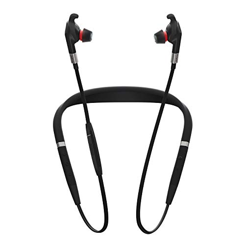 Jabra Evolve 75e MS Wireless In-Ear Kopfhörer - Microsoft zertifizierte Earbuds mit langer Akkulaufzeit - Vibrierender Nackenbügel und Busylight - Schwarz
