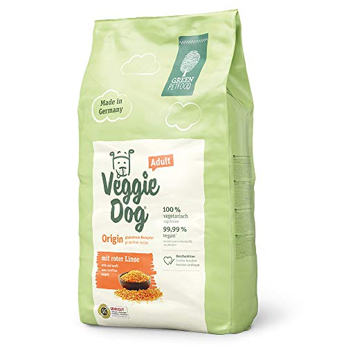 Green Petfood VeggieDog Origin (1 x 10 kg), vegetarisches Hundefutter mit roter Linse und glutenfreie Rezeptur, nachhaltiges Trockenfutter für ausgewachsene Hunde, auch als Hundeleckerli geeignet