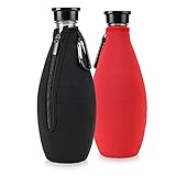 kwmobile 2x Schutzhülle kompatibel mit SodaStream Glasflasche - Neopren Hülle - Flaschen Kühler für Wasser Karaffe in Schwarz Rot