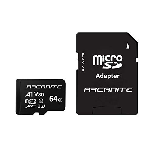 ARCANITE 64 GB microSDXC-Speicherkarte mit Adapter - A1, UHS-I U3, V30, 4K, C10, MicroSD, Lesegeschwindigkeit von bis zu 90 MB/s