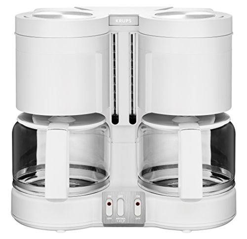 Krups KM8501 Doppel-Kaffeeautomat Duothek Plus | Kombiautomat Kaffee/Tee | 2 x 10 Tassen | Automatische Abschaltung | weiß