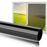 havalime Sonnenschutz Spiegelfolie Fensterfolie Schwarz getönt UV-Schutz reduzierte Helligkeit hochglanzverspiegelt Kratzfest selbstklebend für Außen- und Innenmontage statische Folie 200 x 90 cm