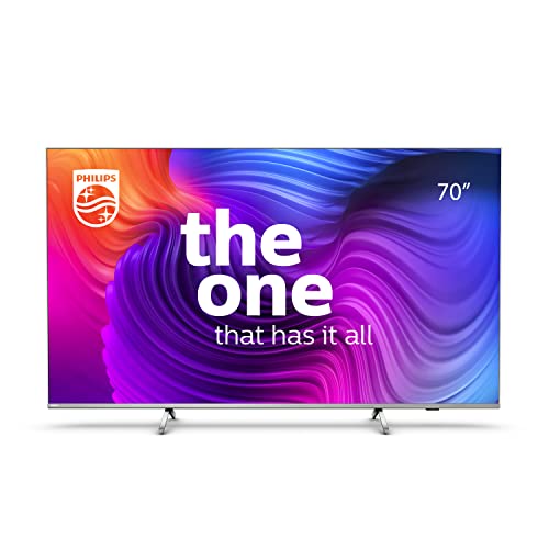 Philips 70PUS8506/12 177 cm (70 Zoll) Fernseher (4K UHD, HDR10+, 60 Hz, Dolby Vision & Atmos, 3-seitiges Ambilight, Smart TV mit Google Assistant, Works with Alexa, Triple Tuner, hellgrau)