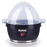 SILVANO Eierkocher - 20x17x16,3 cm - Kochkapazität bis zu 7 Eier auf Einmal - Maximale Leistung 380 W - EIN/Aus-Pilotschalter - Farbe Schwarz