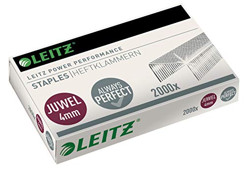 Leitz Juwel Heftklammern 4 mm, Box mit 2000 Stück, Verzinkt, 56400000