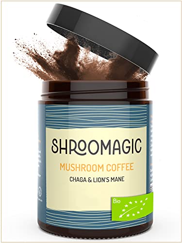 SHROOMAGIC Mushroom Coffee - löslicher Kaffeemix mit Vitalpilzen - Chaga & Lion`s Mane - Kaffee Alternative - 20 Portionen - Bio Qualität - leckeres vollmundiges Aroma