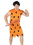 Foxxeo orange schwarzes Steinzeit Herren Kostüm für Fasching und Karneval Paarkostüm Partnerkostüm Erwachsene Größe XL