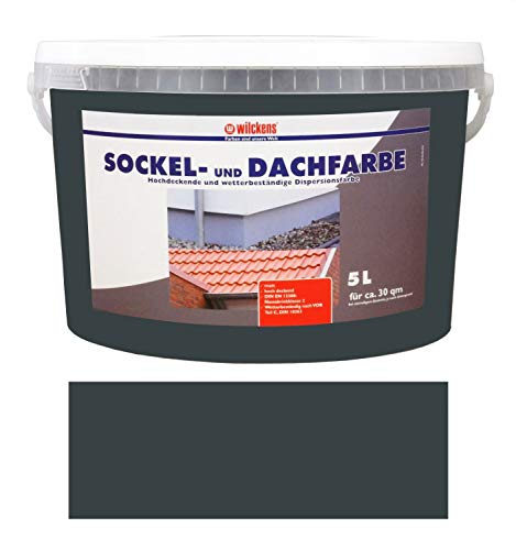 Wilckens 5 L. Sockel- & Dachfarbe, Anthrazit Matt, hochdeckende, wetterbeständige Dispersionsfarbe, wasserverdünnbar