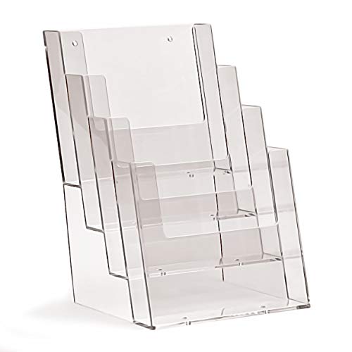 taymar DIN A5 Prospektständer mit 4 Etagen, transparent, 2 Stück
