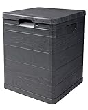 Ondis24 Aufbwahrungsbox Madera Mini Holz-Optik 90L abschließbar Truhe Kissenbox (Anthrazit)