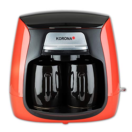 Korona 12208 Kompakt-Kaffeemaschine 12208-Rot-Schwarz, inkl. Permanentfilter| ink. 2 Keramik-Tassen Mini-Kaffeeautomat, rot