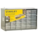 Stanley Kleinteilemagazin (36,5 x 15,5 x 22,5 cm, mit 30 Schubladen, bruchfester Kunststoffrahmen, transparente Schubladen, geeignet für Wandmontage) Schwarz, 1-93-980