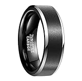NUNCAD Ring für Herren Schwarz 8mm aus Wolframcarbid Unisex für Partnerschaftsring Verlobungsring Trauung Fashion Größe 62