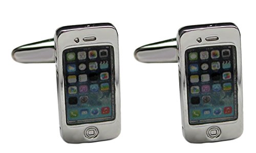 Manschettenknöpfe Mobile Handy Phone - Kommunikation silbern-farbig Plus Geschenkbox