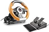 Speedlink DRIFT O.Z. Racing Wheel - USB-Gaming-Lenkrad für PC/Computer, Pedale für Gas und Bremse, schwarz-orange