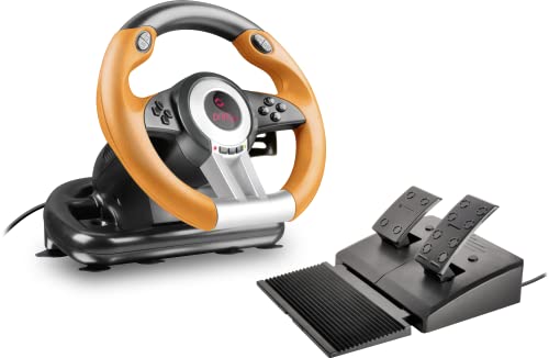 Speedlink DRIFT O.Z. Racing Wheel - USB-Gaming-Lenkrad für PC/Computer - Pedale für Gas und Bremse - schwarz-orange