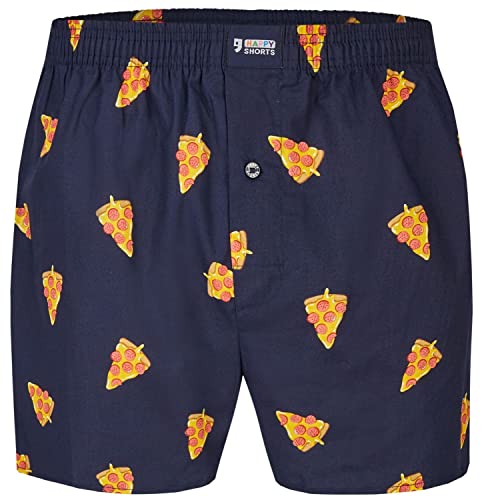 Happy Shorts Herren American Boxer Boxershorts Shorts Webboxer Pizza - Pizza, Grösse:L, Präzise Farbe:Pizza