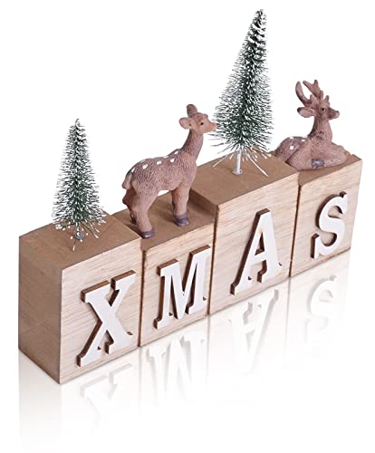 CHICCIE Deko Schriftzug Xmas aus Holz 18cm - Weihnachten Christmas Frohe Weihnachten