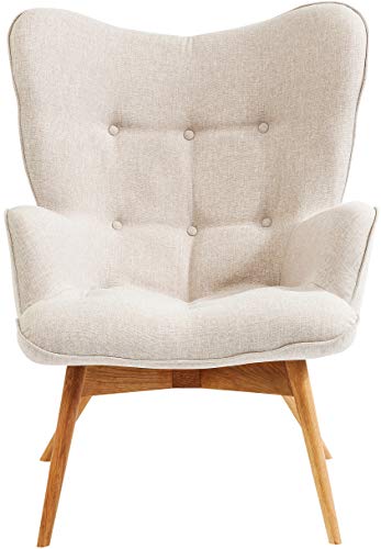 Kare Design Sessel Vicky, gemütlicher Loungesessel mit Armlehne, TV-Sessel mit hellem Holzgestell, (HxBxT) 94x73x83cm, weiß