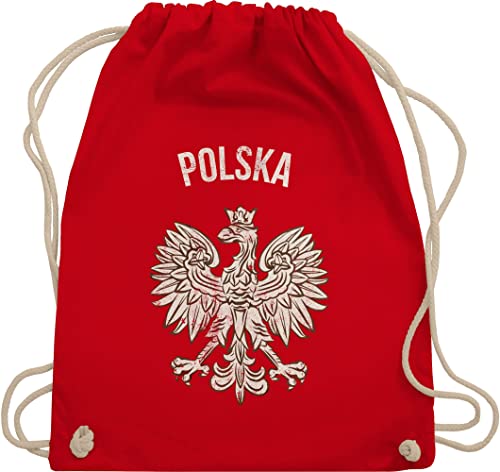 Shirtracer Fussball WM 2022 Fanartikel - Polska Vintage - Unisize - Rot - polska - WM110 - Turnbeutel und Stoffbeutel aus Baumwolle