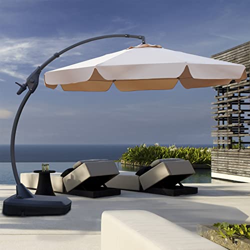 Grand patio Ampelschirm mit Schirmständer, Sonnenschirm 300cm Mit praktischer Handkurbel, Leicht zu Bewegendes Rad, Gartenschirm für Garten, Balkon, Terrass (Beige)