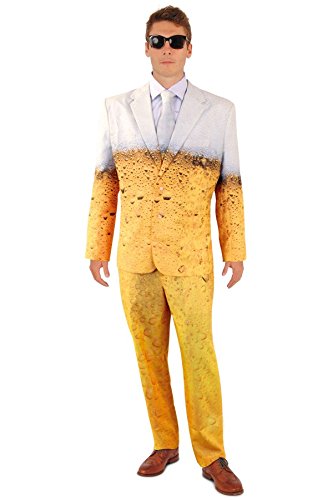 shoperama Lustiger Bier Anzug mit Krawatte Herren Kostüm Sakko Jackett Hose Karneval Party, Größe:54