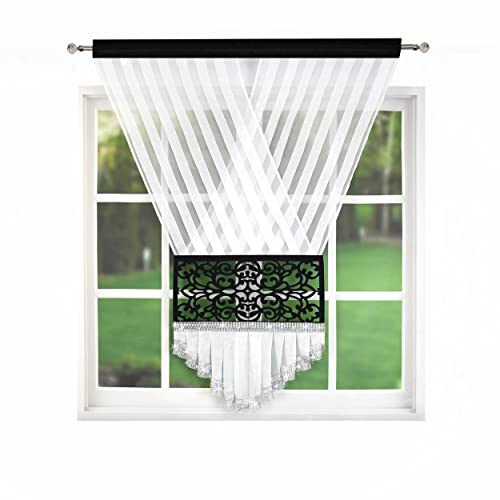 Flying Curtains Einzigartiges Vorhang Paneel | für Wohnzimmer Schlafzimmer | Fenster-Gardinen Paneel | Scheibengardinen | Modern Home Decor Dekoration L427 JG187 Schwarz 150 cm