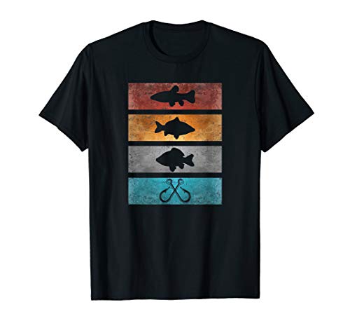 Angler Anglerin Fischen Angelhaken Fisch Köder Vintage Motiv T-Shirt
