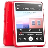 MECHEN 64GB MP3 Player Bluetooth, 2,4 Zoll Touchscreen MP3 Player mit Kopfhörer, FM-Radio, Dictaphone, E-Book, Lautsprecher, Roter Musik Player