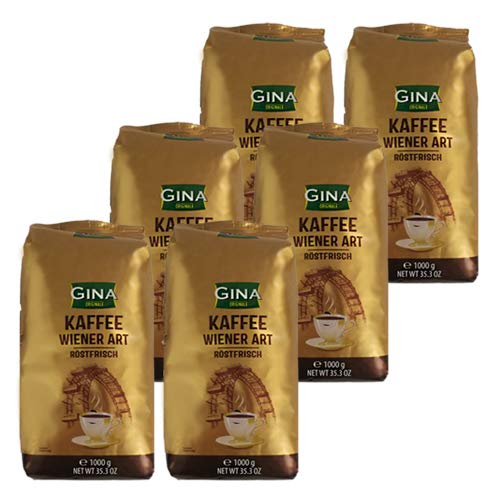 6 Stück Gina Wiener Kaffee 1000g Bohnen = 6 kg