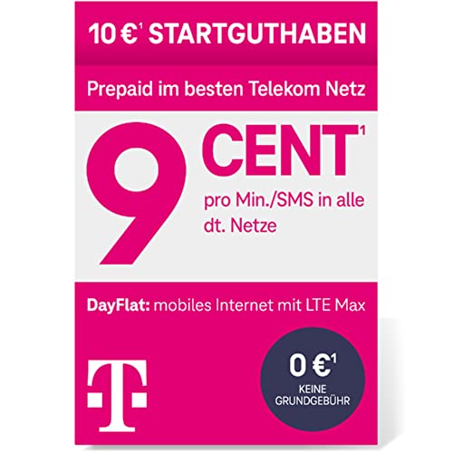 Telekom Magenta Mobil Prepaid Basic - 9 Cent pro Minute/SMS in alle dt. Netze - 10 Euro Startguthaben