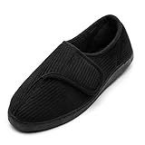 Git-up Diabetiker Hausschuhe Schuhe für Männer Arthritis Ödem Verstellbare Verschluss Memory Foam Hausschuhe, Black 8.
