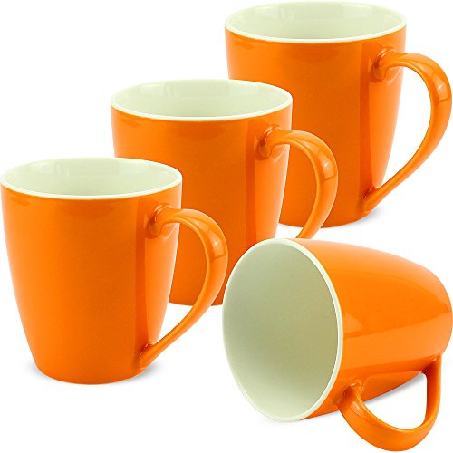 matches21 Tassen Becher Kaffeetassen Kaffeebecher einfarbig unifarben orange Porzellan 4er Set - 10 cm / 350 ml