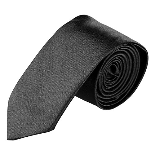sourcing map Klassische selbstgebundene einfarbige Krawatten für Herren, schmale Krawatte für Hochzeiten Schwarz-rein Medium