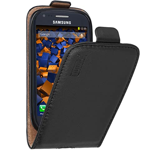 mumbi Echt Leder Flip Case kompatibel mit Samsung Galaxy S3 mini Hülle Leder Tasche Case Wallet, schwarz