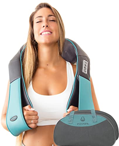 Shiatsu Rücken-, Schulter- und Nackenmassagegerät mit Wärme - Deep Tissue 3D Knetkissenmassagegerät für Nacken, Rücken, Schultern, Füße, Beine - elektrische Ganzkörpermassage - zu Hause und im Auto