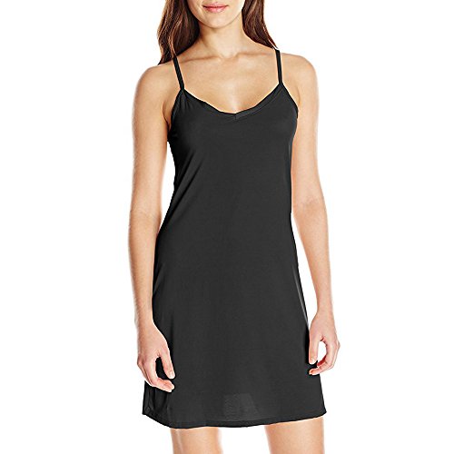 TWIFER Mode Off Shoulder Mini Kleider Damen Einfarbig Ärmellos Durchsichtig Lose Cami Kleid(Schwarz,XL)