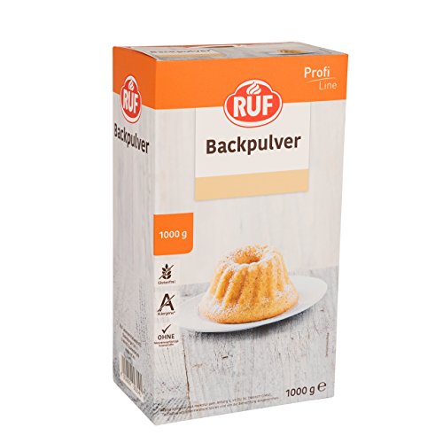 RUF Backpulver, der Klassiker zum Backen von Kuchen, Brötchen und Waffeln, auch zur Reinigung im Haushalt geeignet, glutenfrei und vegan, Vorratspack, 1x1000g