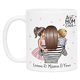 Kiddle-Design Mutter Kind Tasse Personalisiert Name und Frisur Mama Kinder Tochter & Sohn Baby Geschenk Kaffeetasse für Mütter Muttertag Geschenk