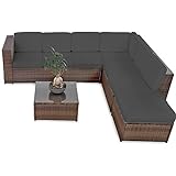XINRO® 19tlg Rattan Lounge Gartenmöbel Sofa - Lounge Set Polyrattan Garnitur Sitzgruppe - In/Outdoor - handgeflochten - mit Kissen - braun
