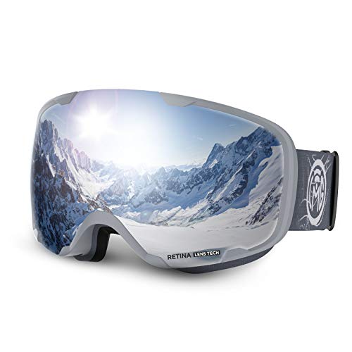 LEMEGO Skibrille Ski Goggles Snowboardbrille Doppel-Objektiv Anti-Fog Schneebrille OTG UV-Schutz Ski Schutzbrille Helm Kompatibel Snowboard Brille für Brillenträger Herren Damen
