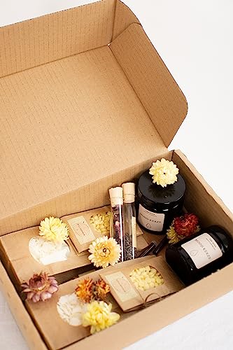 Kerzen selber machen Set - Kerzen Box Botanical Big DIY Kerzen Set mit Sojawachs, Ätherischen Ölen und Mineralpigmenten - Komplettset für kreative Kerzenherstellung (Kiefernnadelöl)
