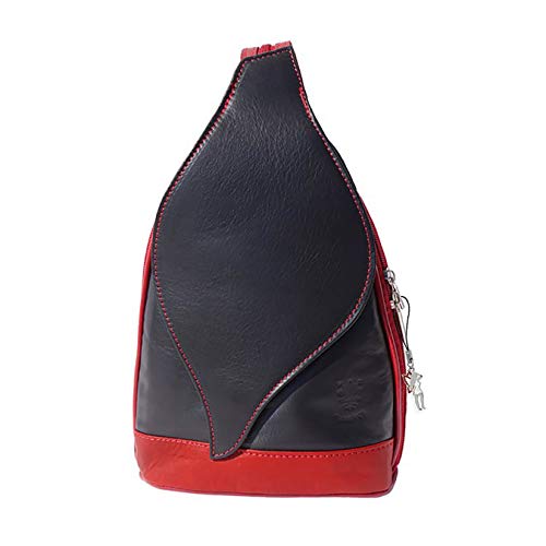 Florence Damen Rucksack Schultertasche Tasche schwarz rot Leder OTF602S Leder Schultertasche