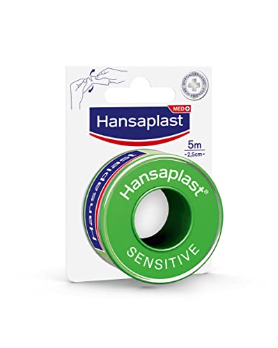 Hansaplast Fixierpflaster Sensitive (5 m x 2,5 cm), hypoallergenes Tapeband zur hautfreundlichen Fixierung von Wundverbänden, Heftpflaster Rolle mit starker Klebkraft