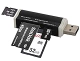 cofi1453 USB Kartenleser Cardreader kompatibel mit SD/Micro SD/M2/M2PRODUO USB Kartenlesergerät Multi Adapter Schwarz