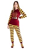 Harry Potter Schlafanzug Damen Lang mit Socken Fleece Pyjama Set Hausanzug Damen Kuschelig (Rot/Gelb, M)