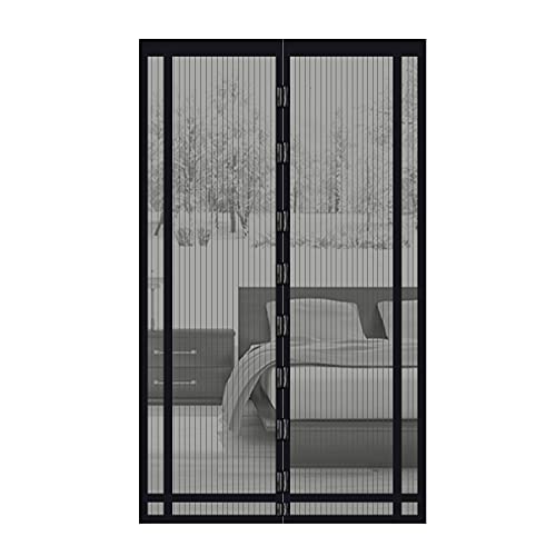 Sekey Magnet Fliegengitter Balkontür ohne Bohren Zuschneidbar, Türvorhang Fliegenschutz, Insektenschutz Tür Vorhang mit Verbreitertem Klebeband 130x220cm, Schwarz