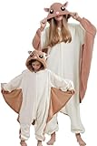 DarkCom Fliegendes Eichhörnchen Onesie für Kinder und Erwachsene,Eltern-Kind Karneval Schlafanzug Cosplay Halloween Tierkostüm Weihnachten Pyjamas 4-5 T
