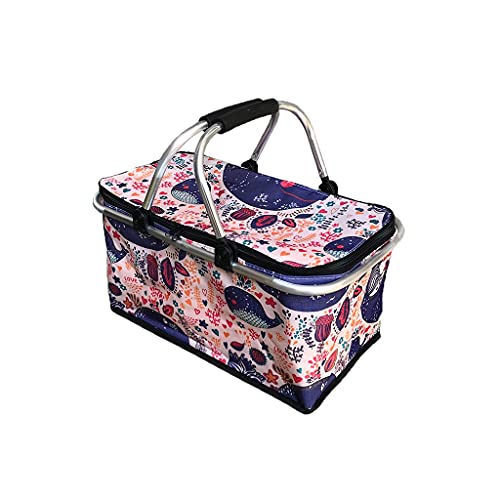 XMCF Shopper Tasche Einkaufskorb 30L isoliert Picknickkorb, Lunch Bag Stilvolle Kühler Korb mit Aluminiumgriff für Outdoor Camping Reiseeinkaufen Carrybag markttasche (Color : C)
